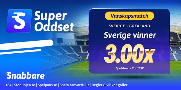 Oddsboost Snabbare Sverige - Grekland Bettingstugan