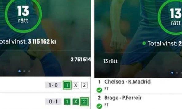 Miljonvinster Europatipset Stryktipset 2