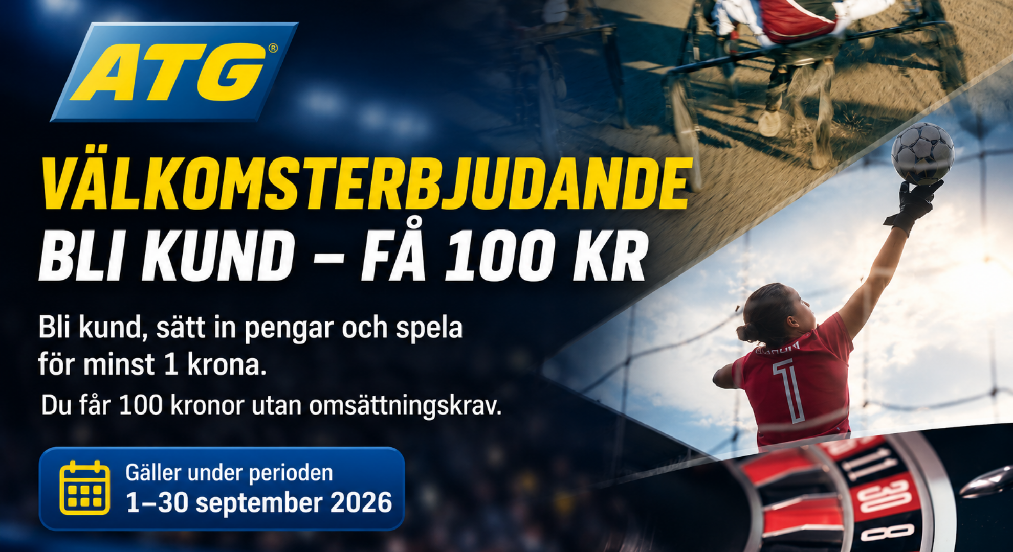 ATG ger nytt välkomsterbjudande: 100 kronor utan omsättningskrav