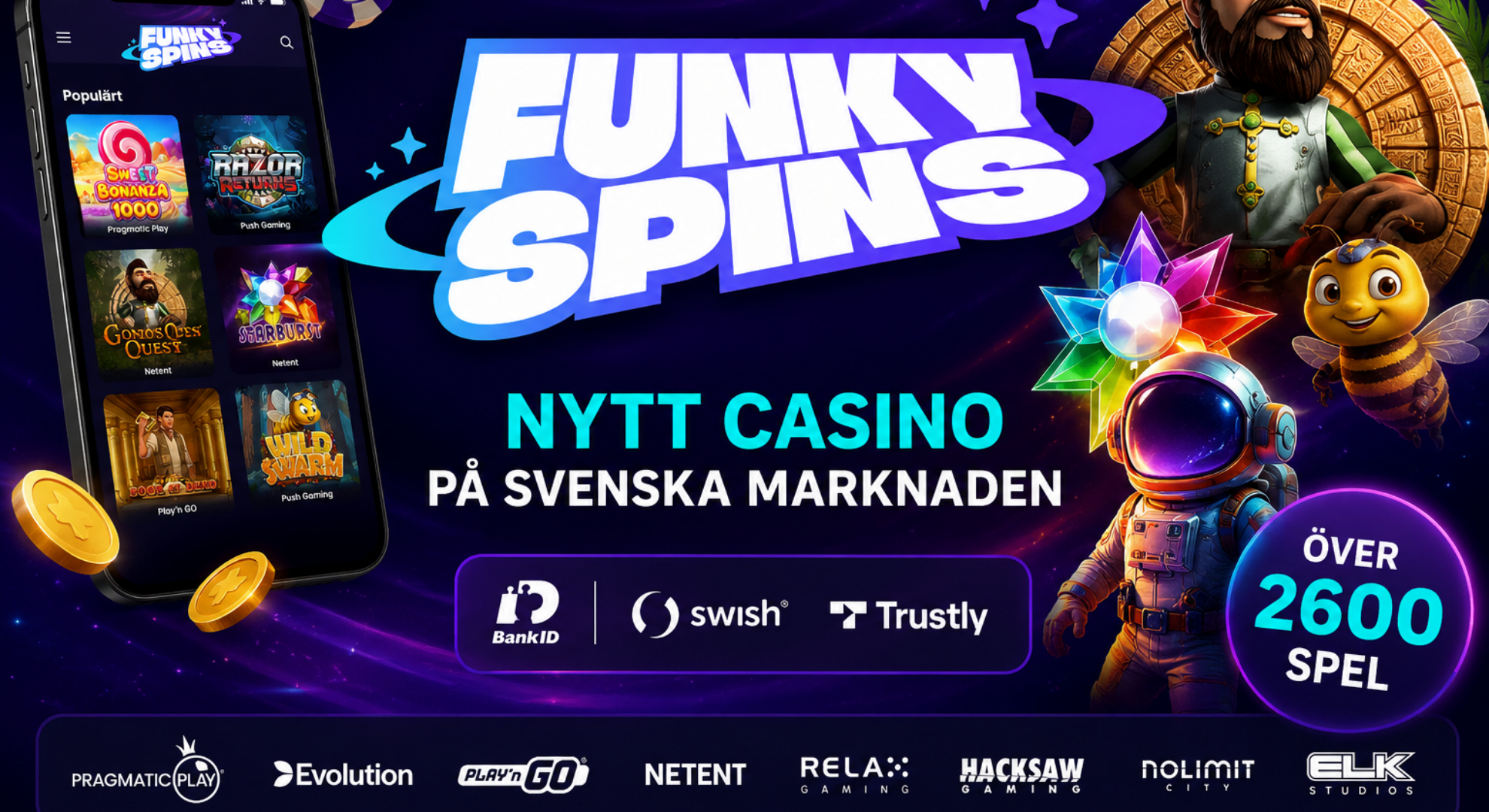 Nytt casino på svenska marknaden: FunkySpins har lanserats!