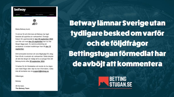 Betway lamnar Sverige
