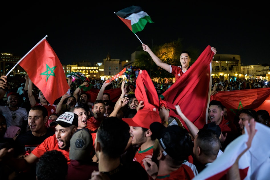 Marocko fans firar segern mot Belgien