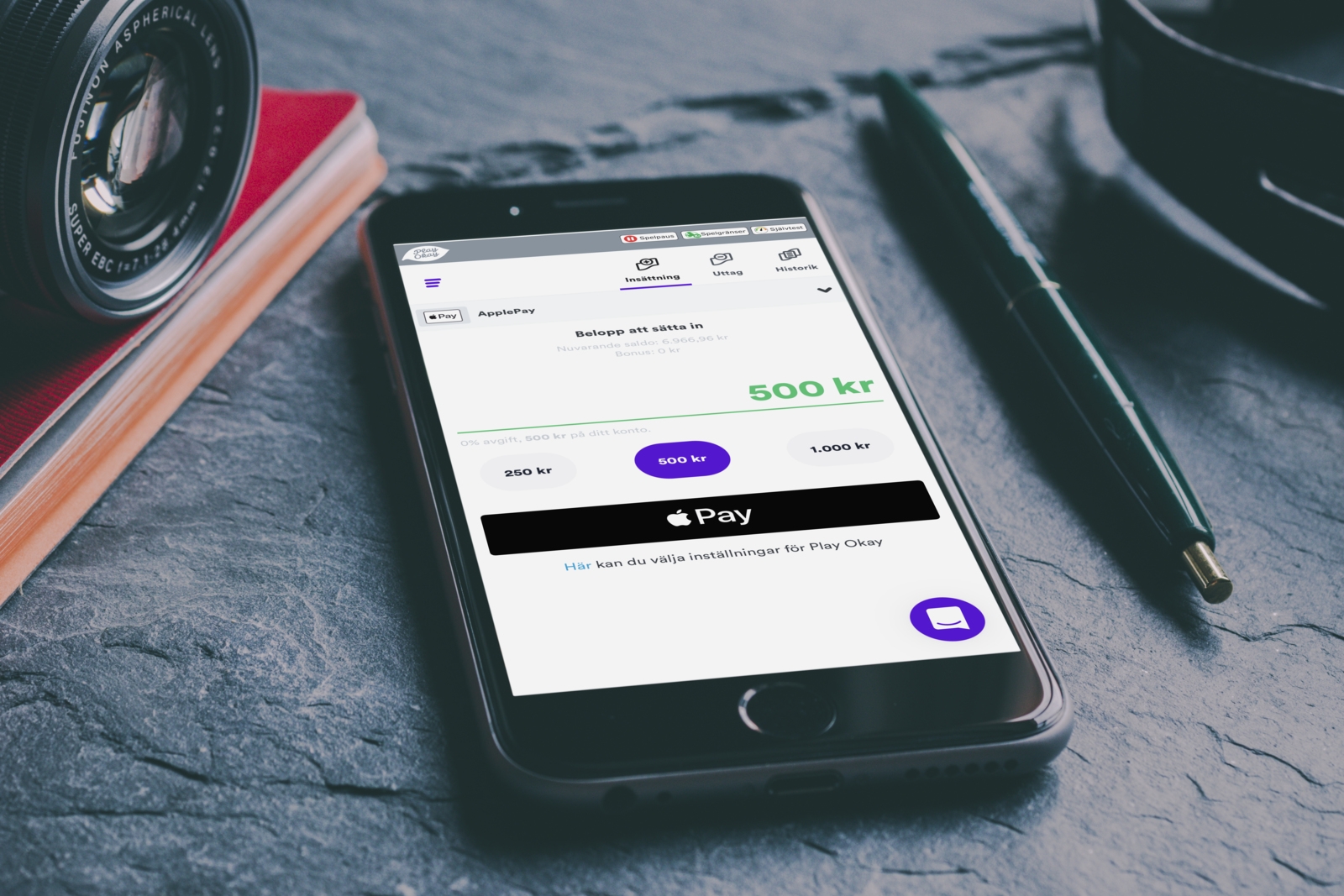 Casumo insattning med Apple pay