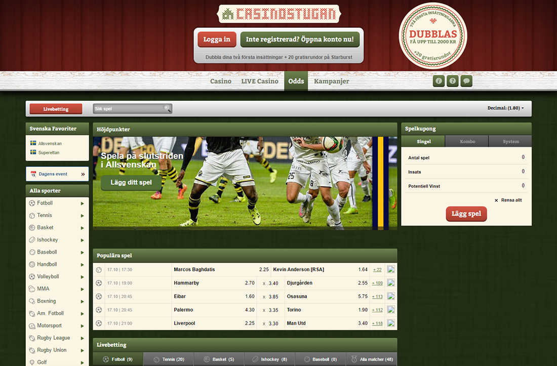 Casinostugan odds