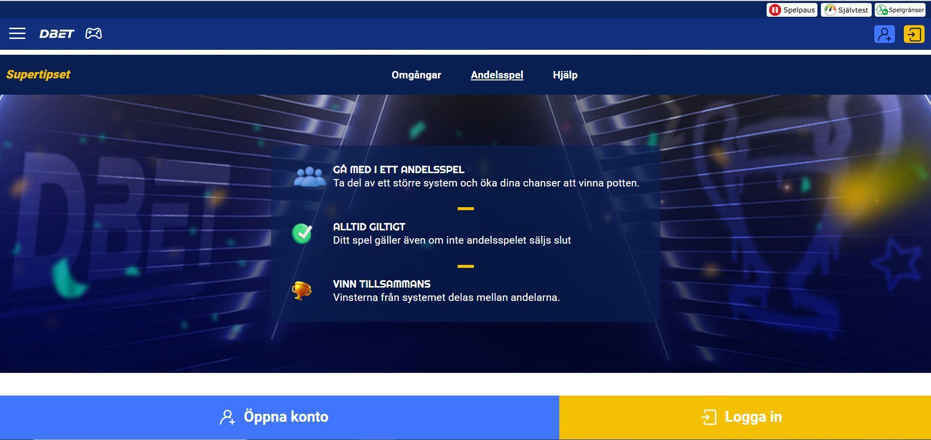 DBET Andelsspel Supertipset