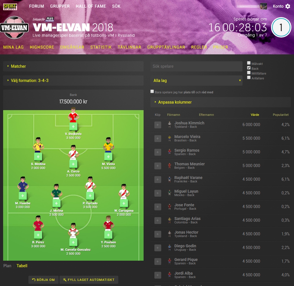 Drömelvan - Skapa ditt lag