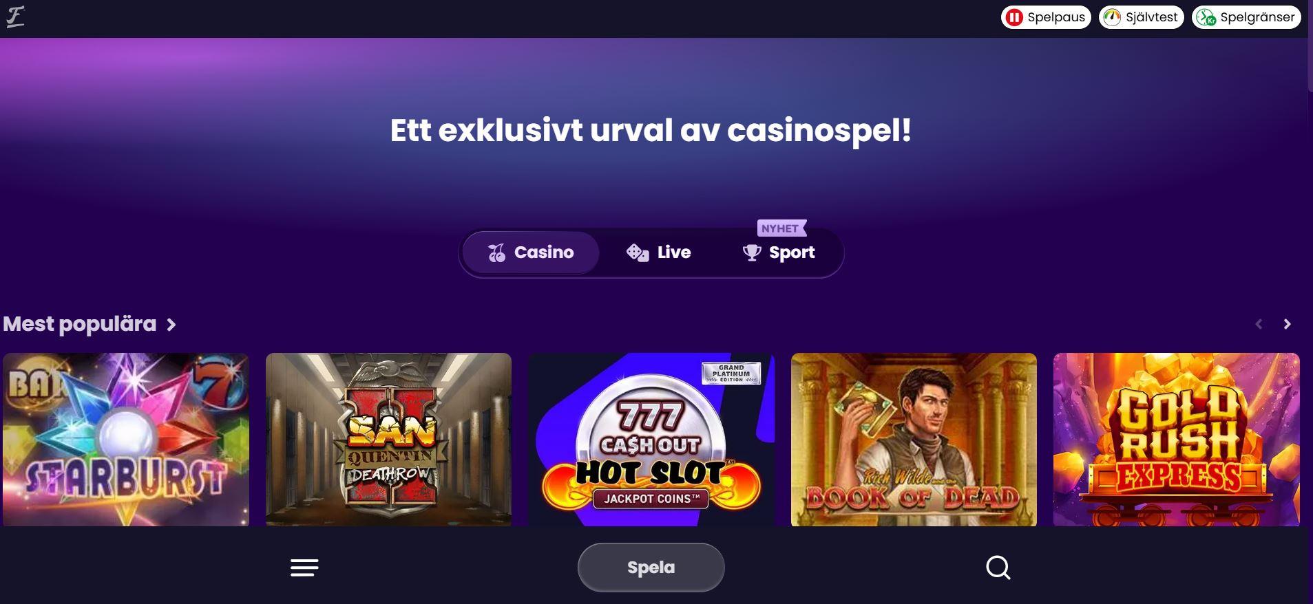 Flax Sport Casino Utbud Casino