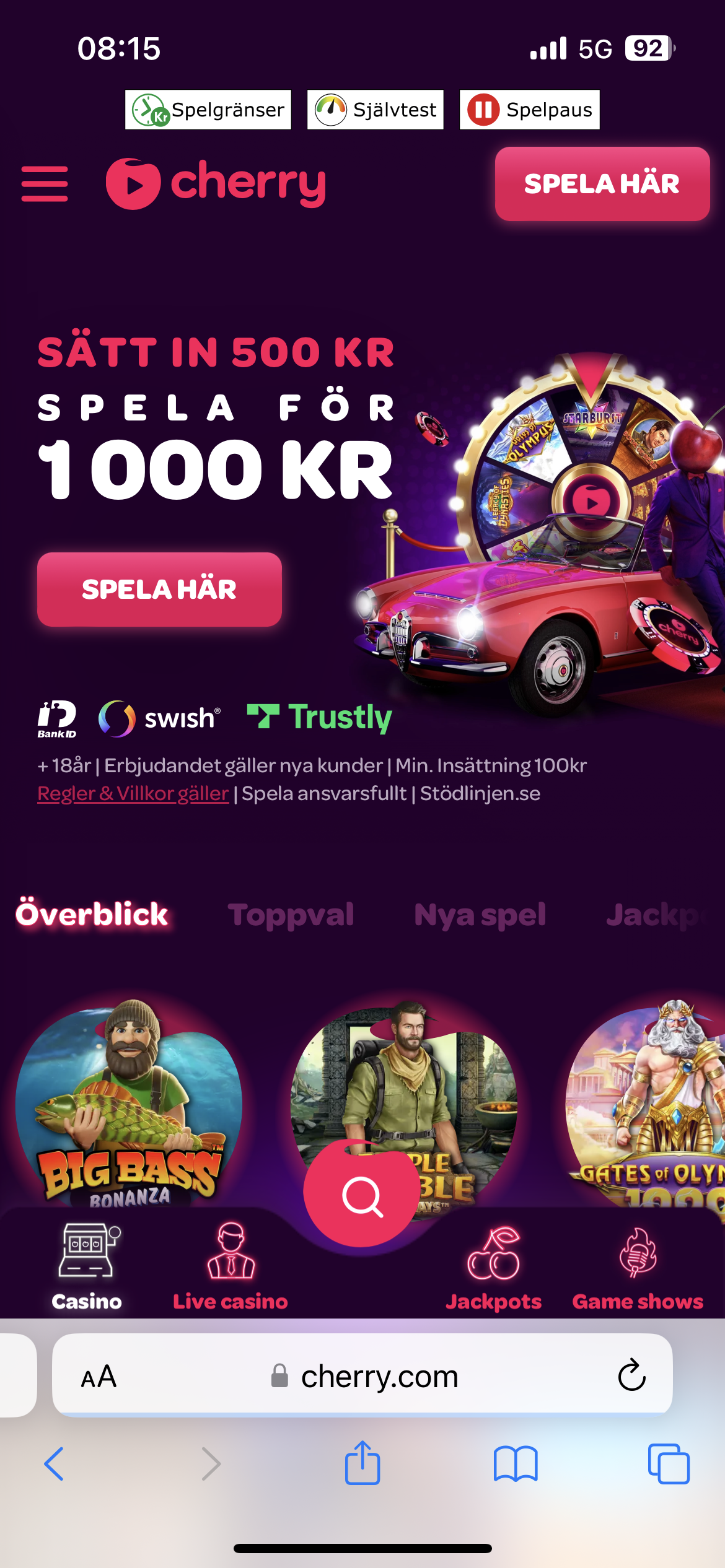 Cherry casino live casino