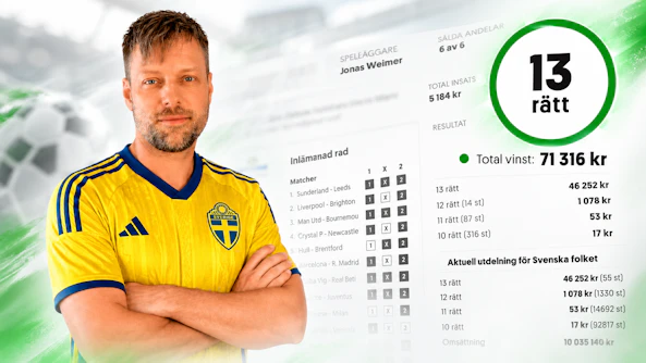 Jonas med 13 ratt och vinst