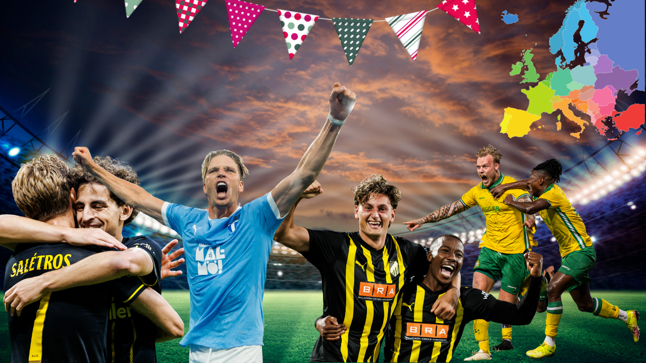 Europa league, champions league och conference league. AIK, Malmö, Hammarby och Häcken i bild