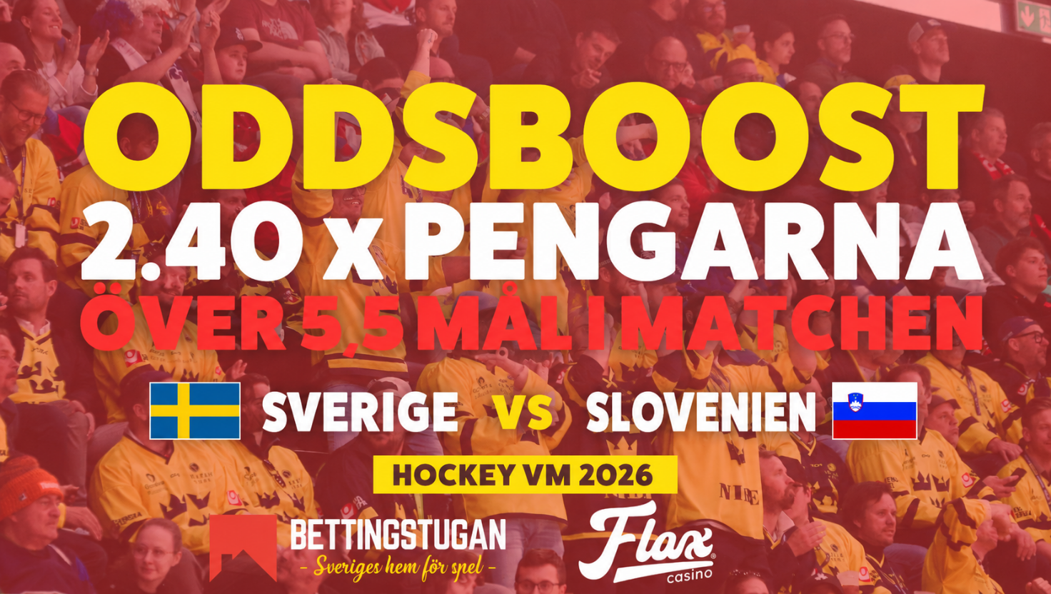 Oddsboost Sverige - Slovenien Hockey-VM 2026 Bettingstugan