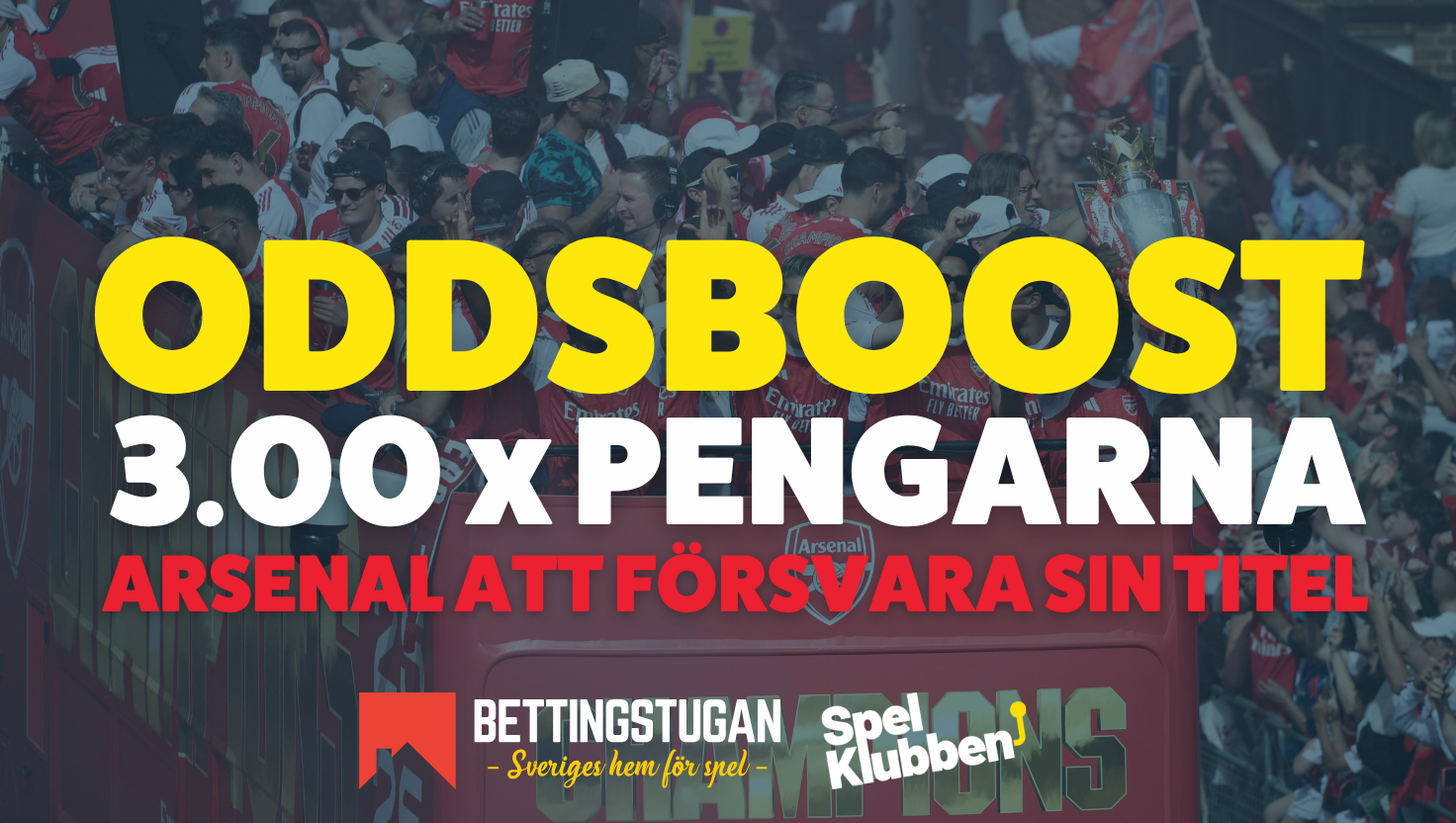 oddsboost premier League 2026 2027 Arsenal Bettingstugan mästare vinnare