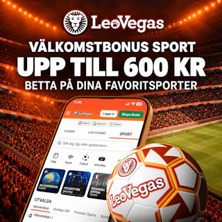 Leo Vegas sportbanner med mobil och fotboll