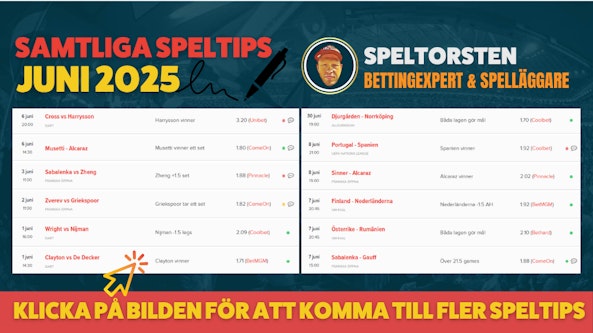 Manadens Tipster Bettingstugan Juni 2025 - resultat