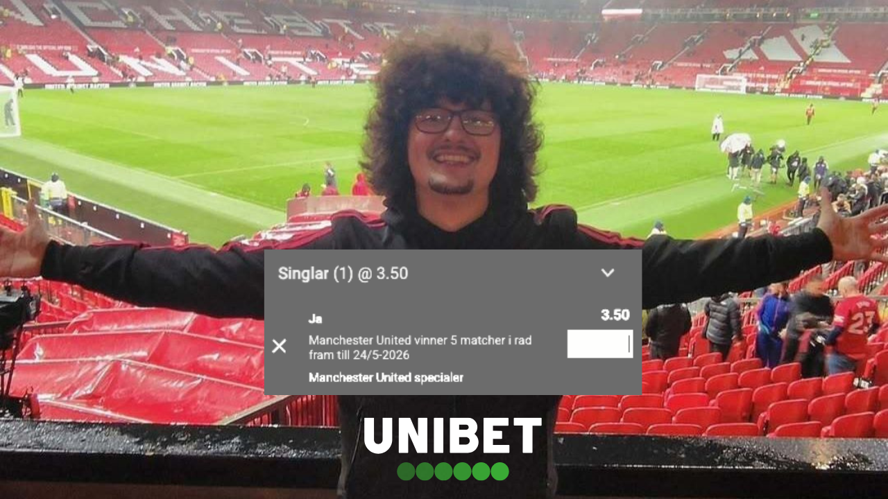 Boostade odds: United vinner 5 raka!