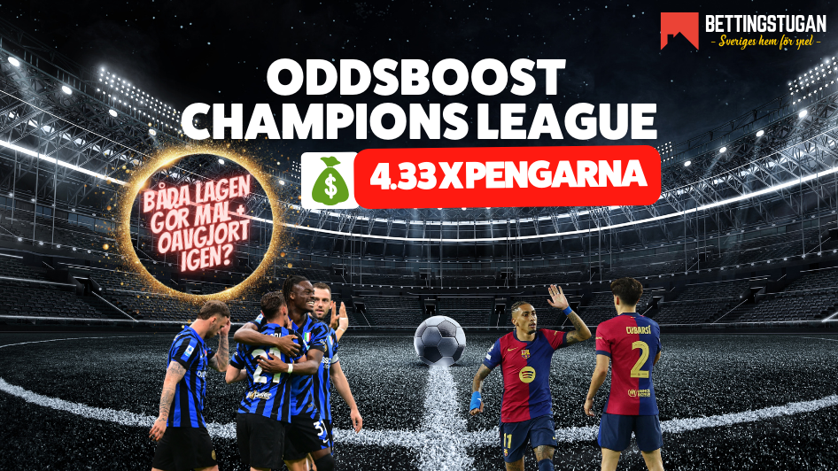 Oddsboost Champions League - Bettingstugan, Betinia - Inter - Barcelona