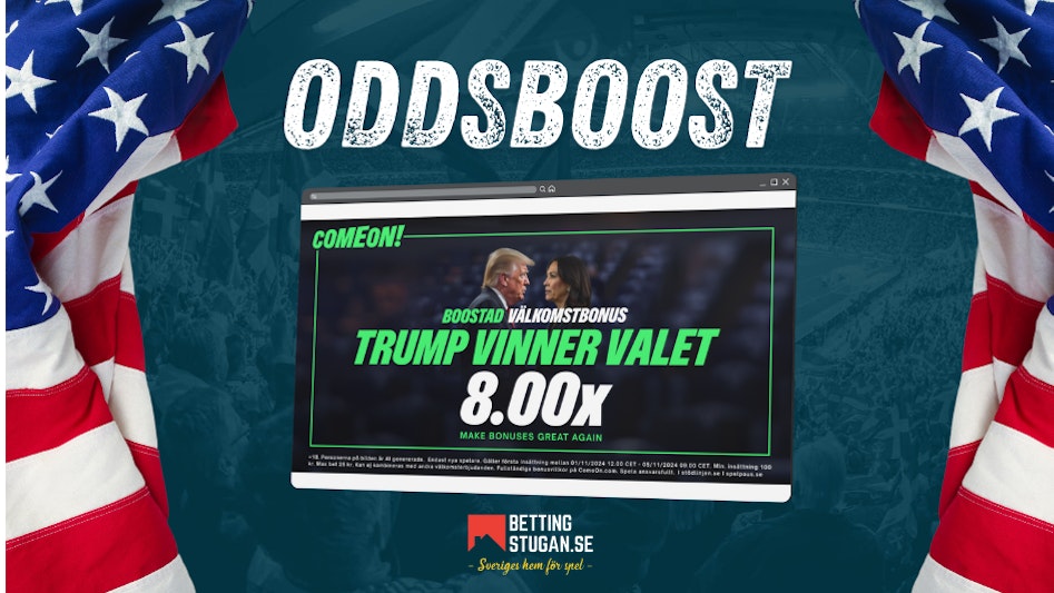 Oddsboost Presidentvalet 2024 Bettingstugan Donald Trump