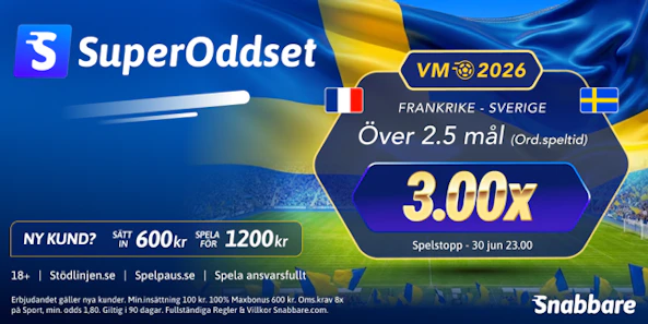 Oddsboost S Nabbare VM 2026 Frankrike Sverige