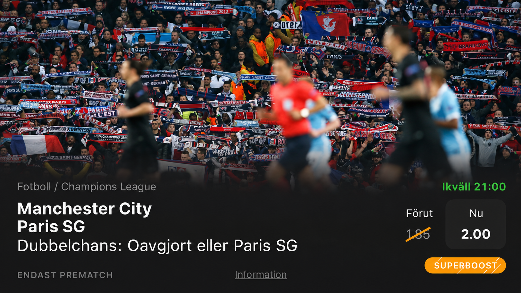 Bethard boostar PSG mot Manchester City