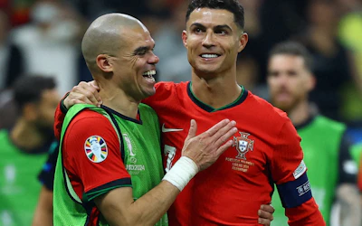 Pepe och Ronaldo jublar EM 2024