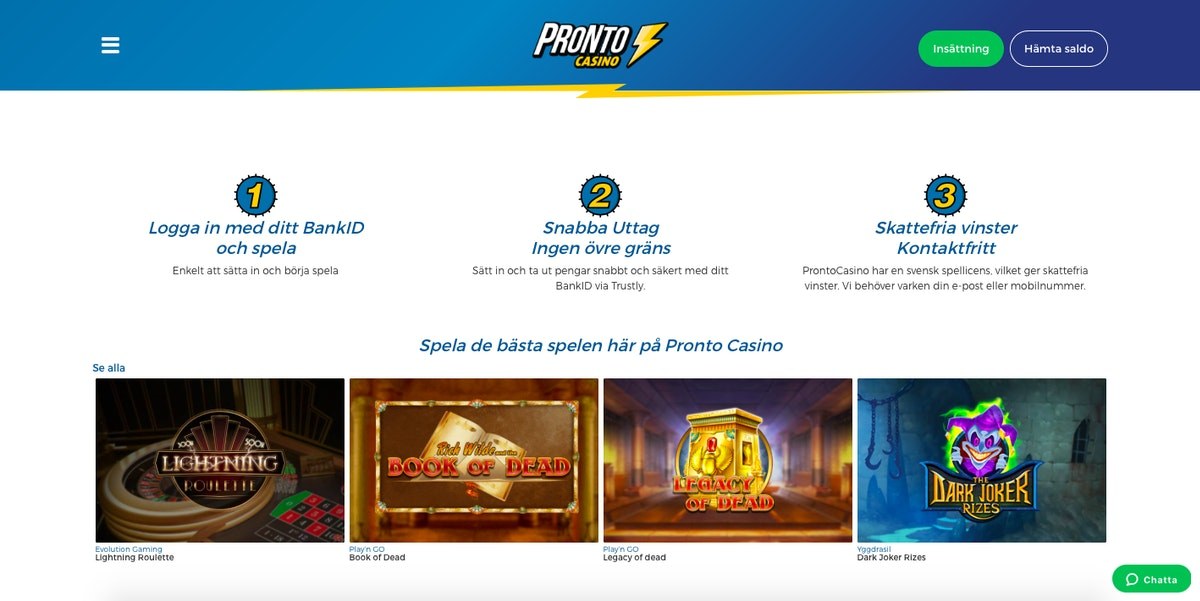 Pronto casino start