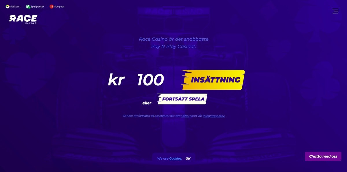 Race Casino startsida