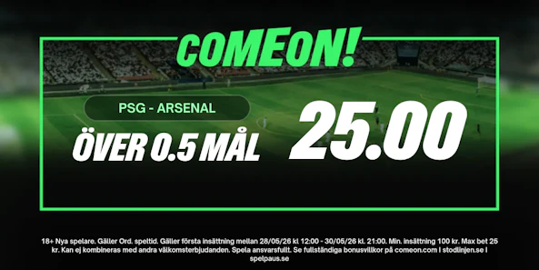 Oddsboost ComeOn Champions League Final Bettingstugan