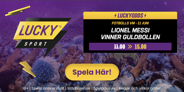 Oddsboost Guldbollen VM 2026 Leo Messi Lucky Sports Bettingstugan