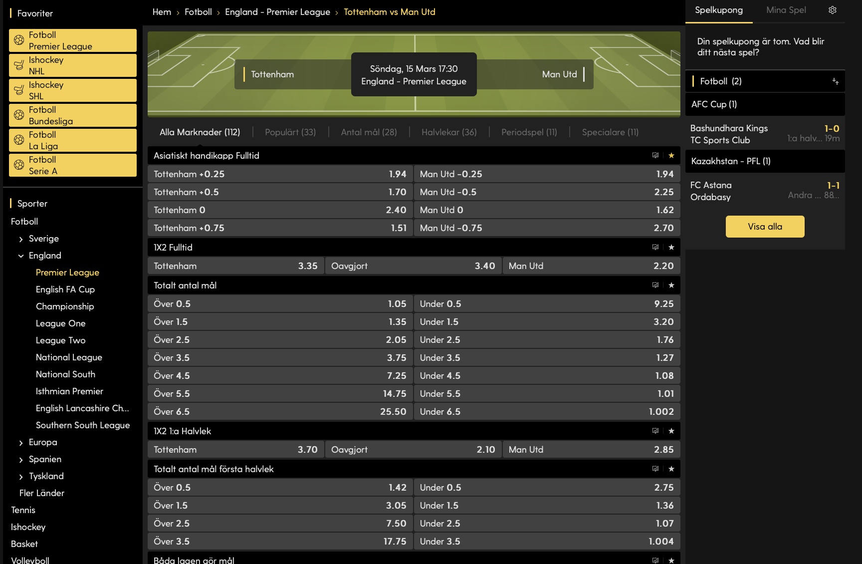 Asian handicap hos Bethard