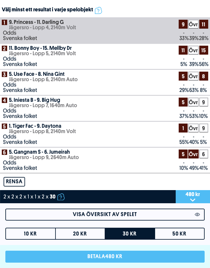 Exempel på radinsatser