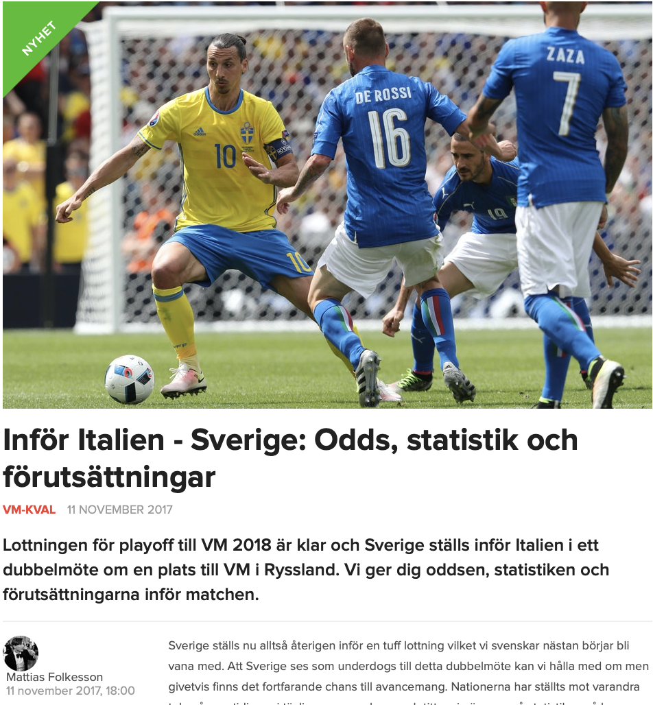 Inför Italien - Sverige 2017
