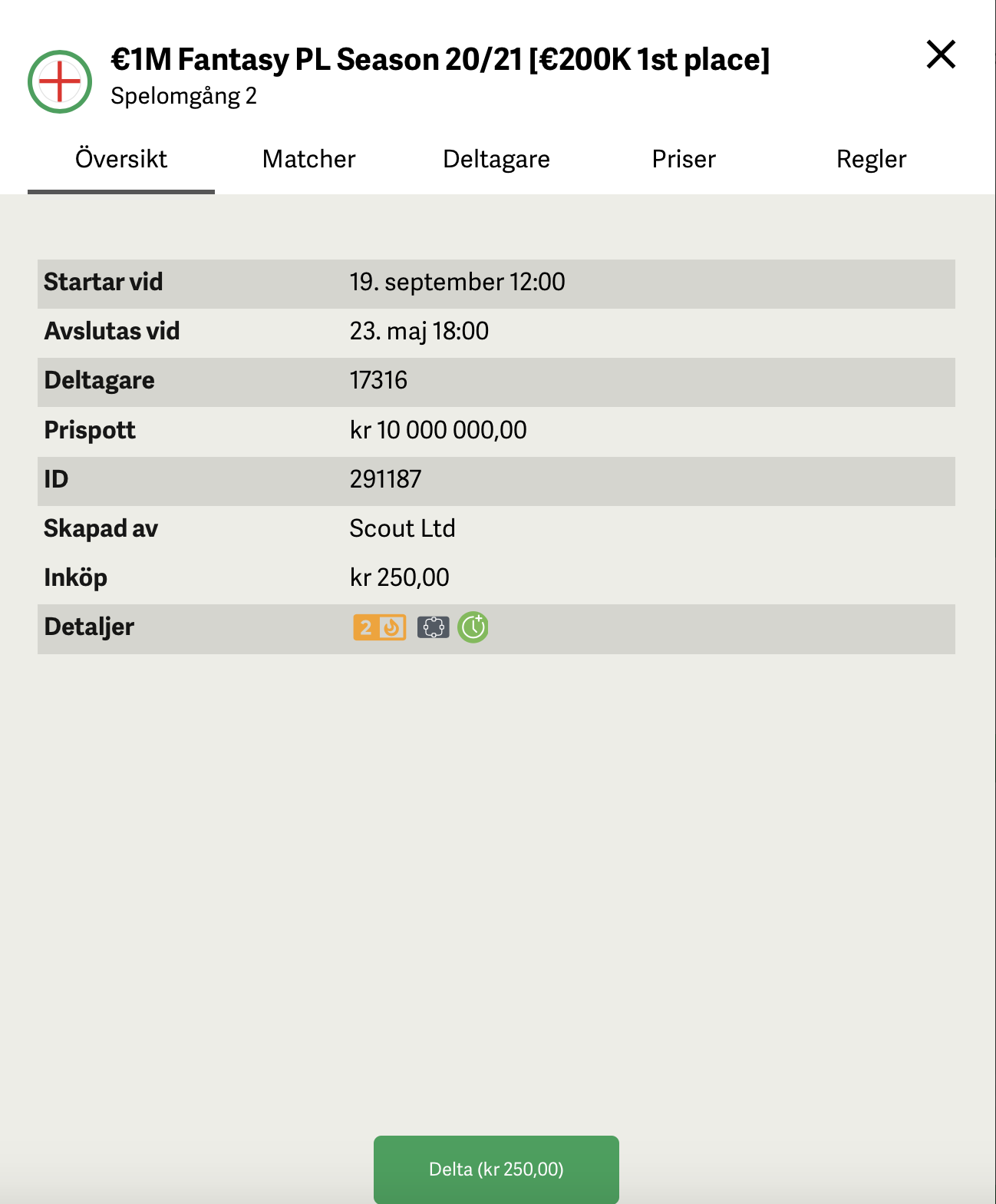 Turneringsinformaiton hos Paf