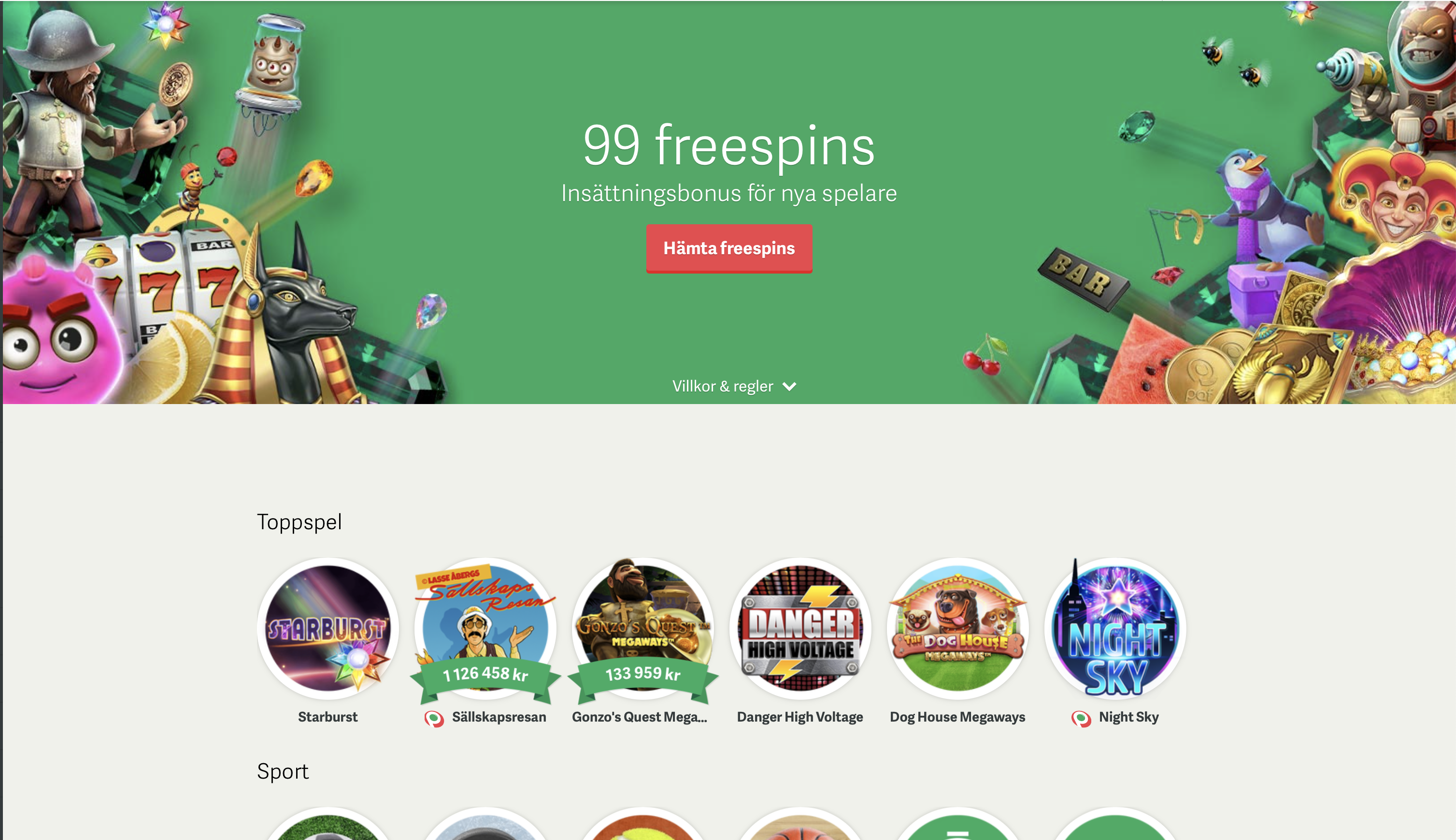 Paf free spins utan omsättningskrav