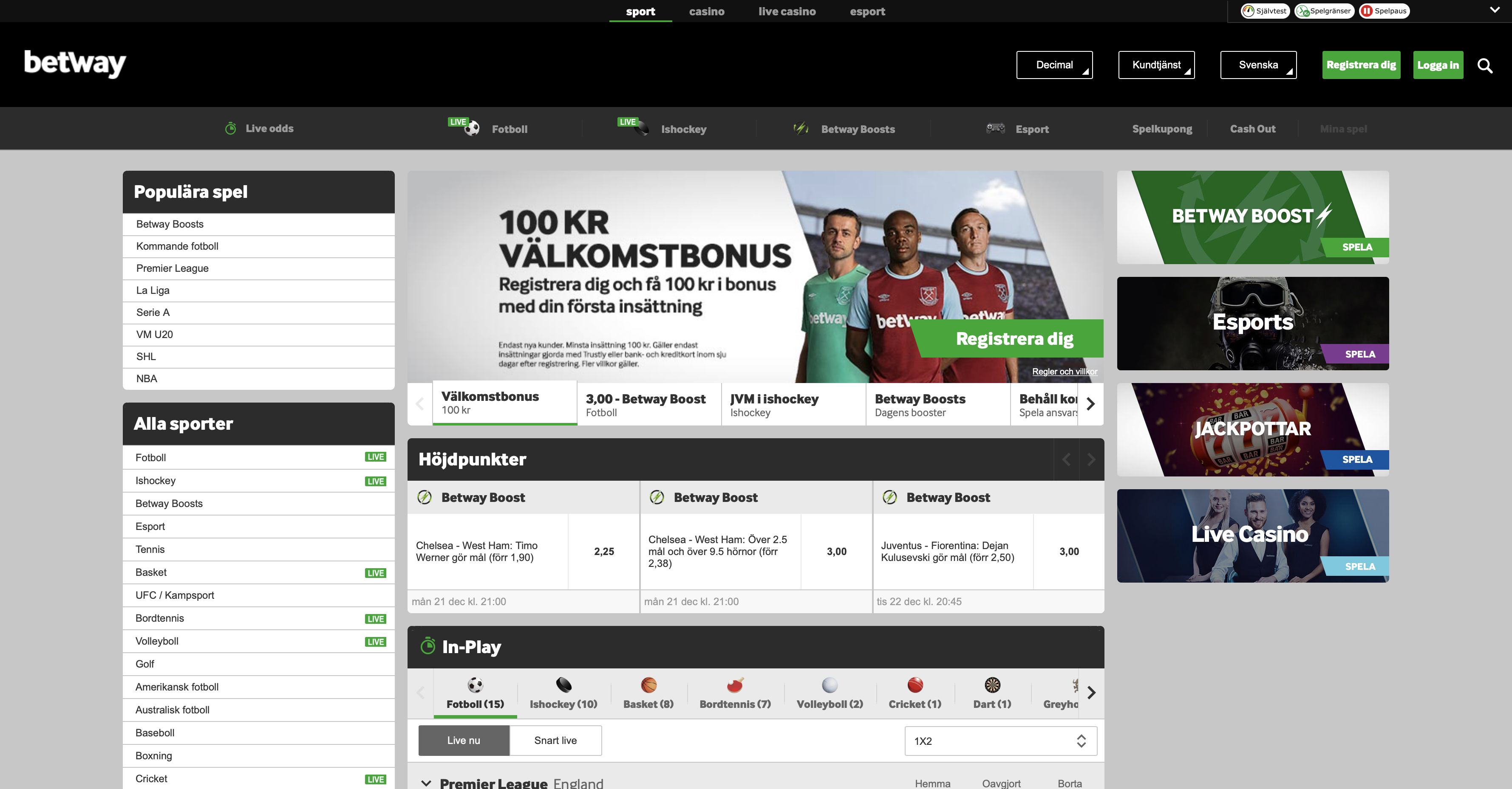 Betway har svensk licens