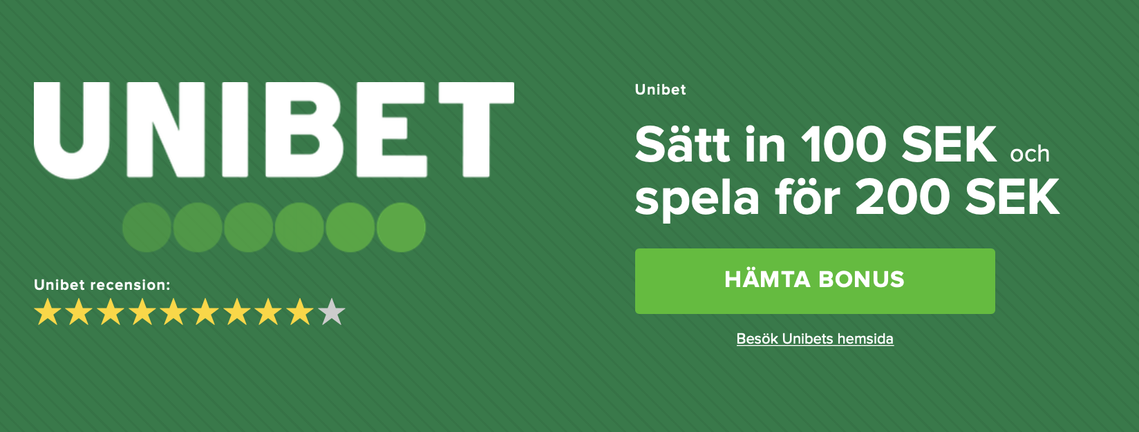 Unibet bonus utan omsättningskrav