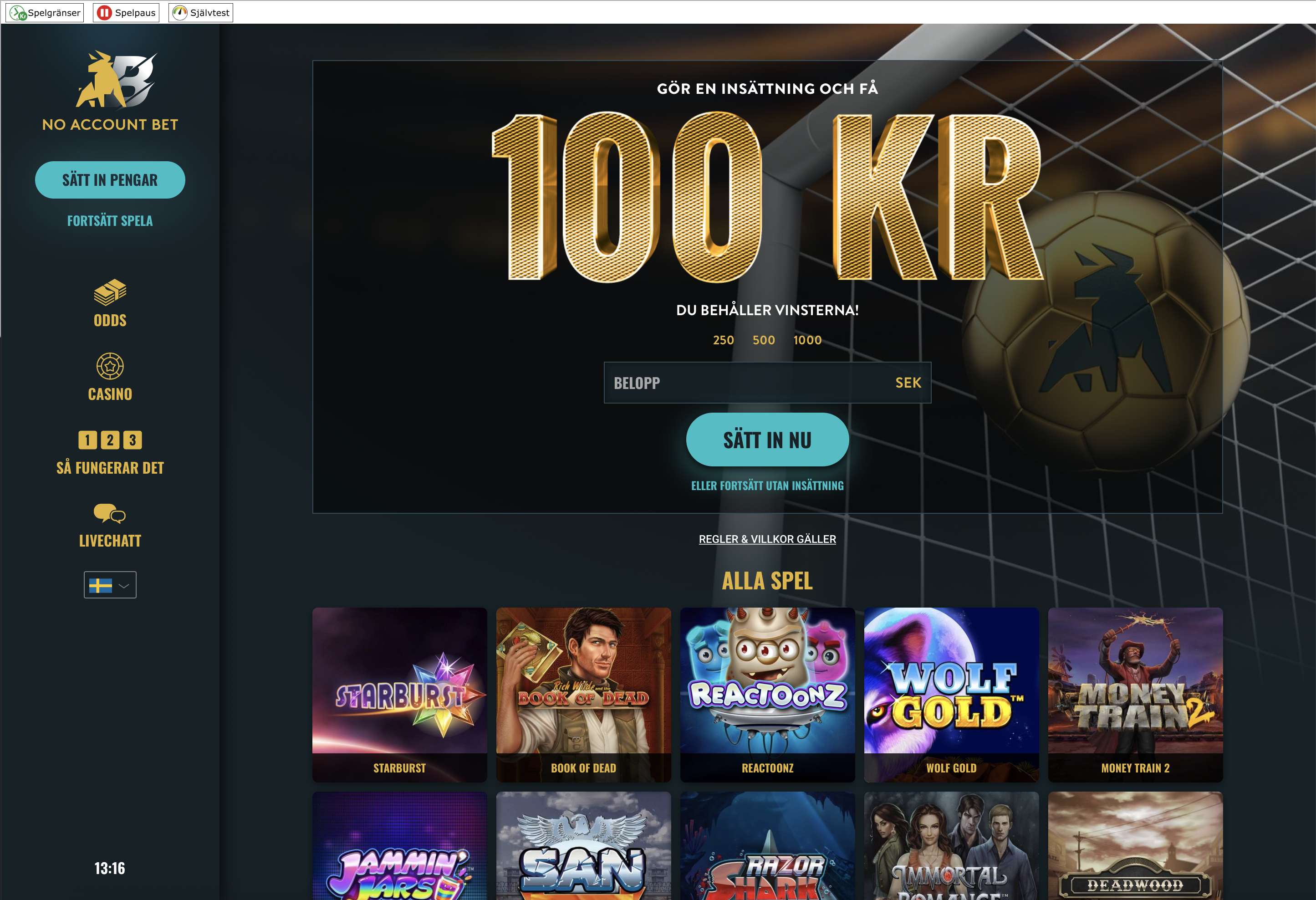 No Account bet utan konto