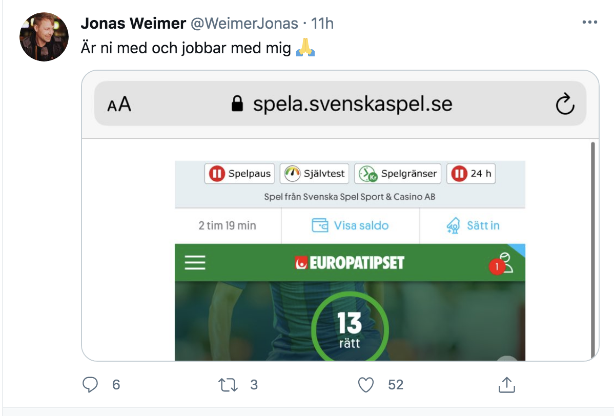 Likaså Weimers Twitter-följare.