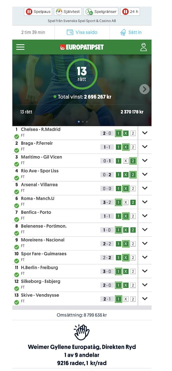 Vinnare Europatipset Weimer