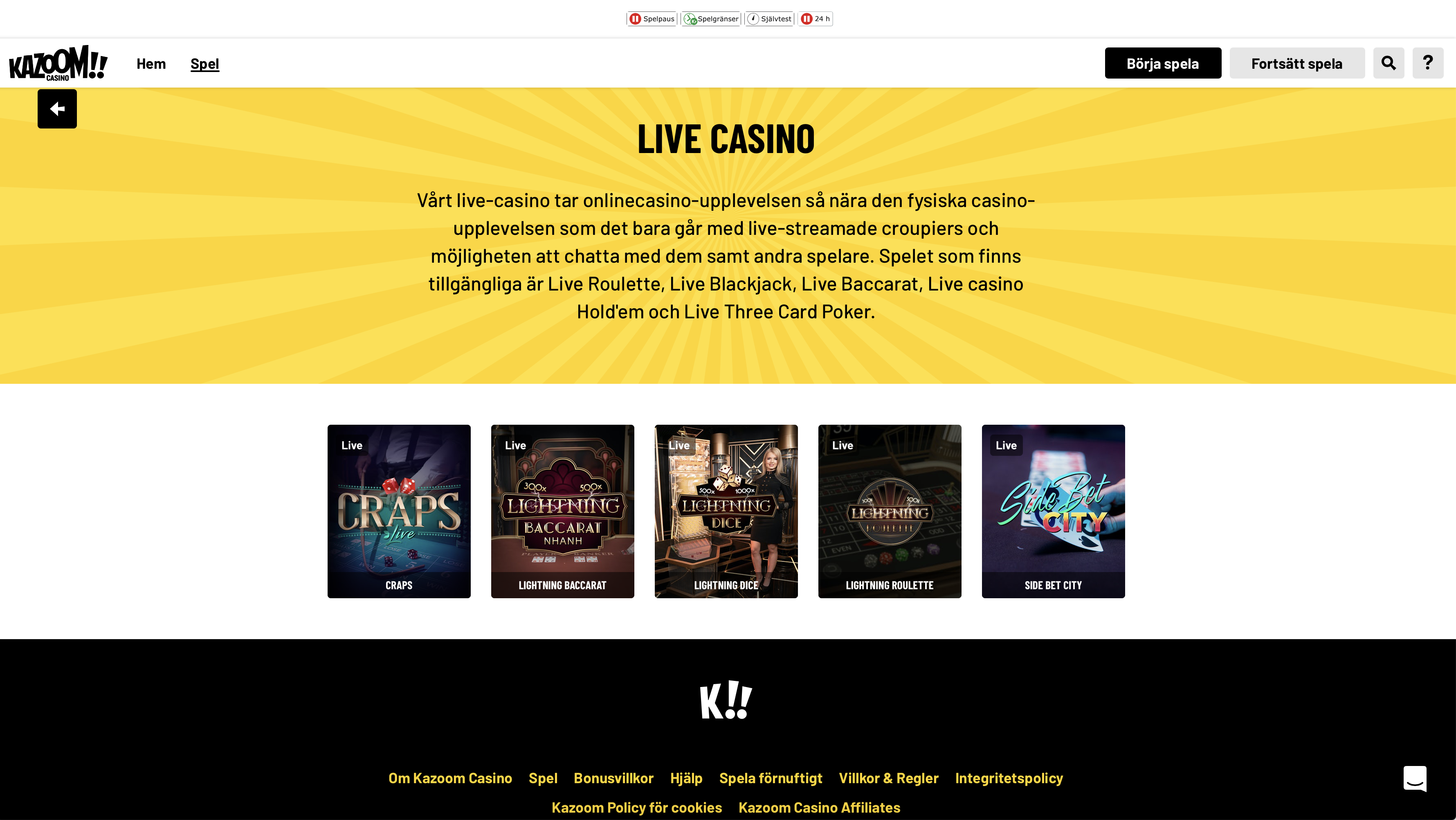 Kazoom live casino