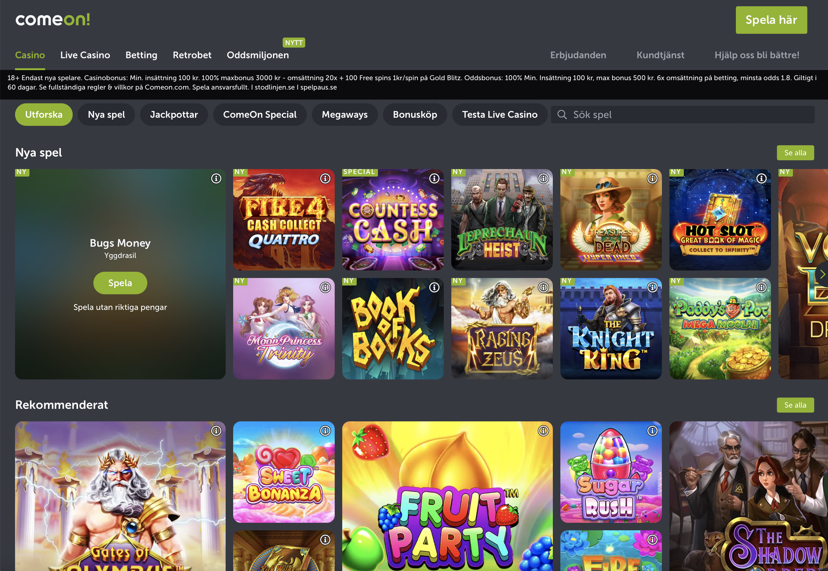 ComeOn svenska casinon