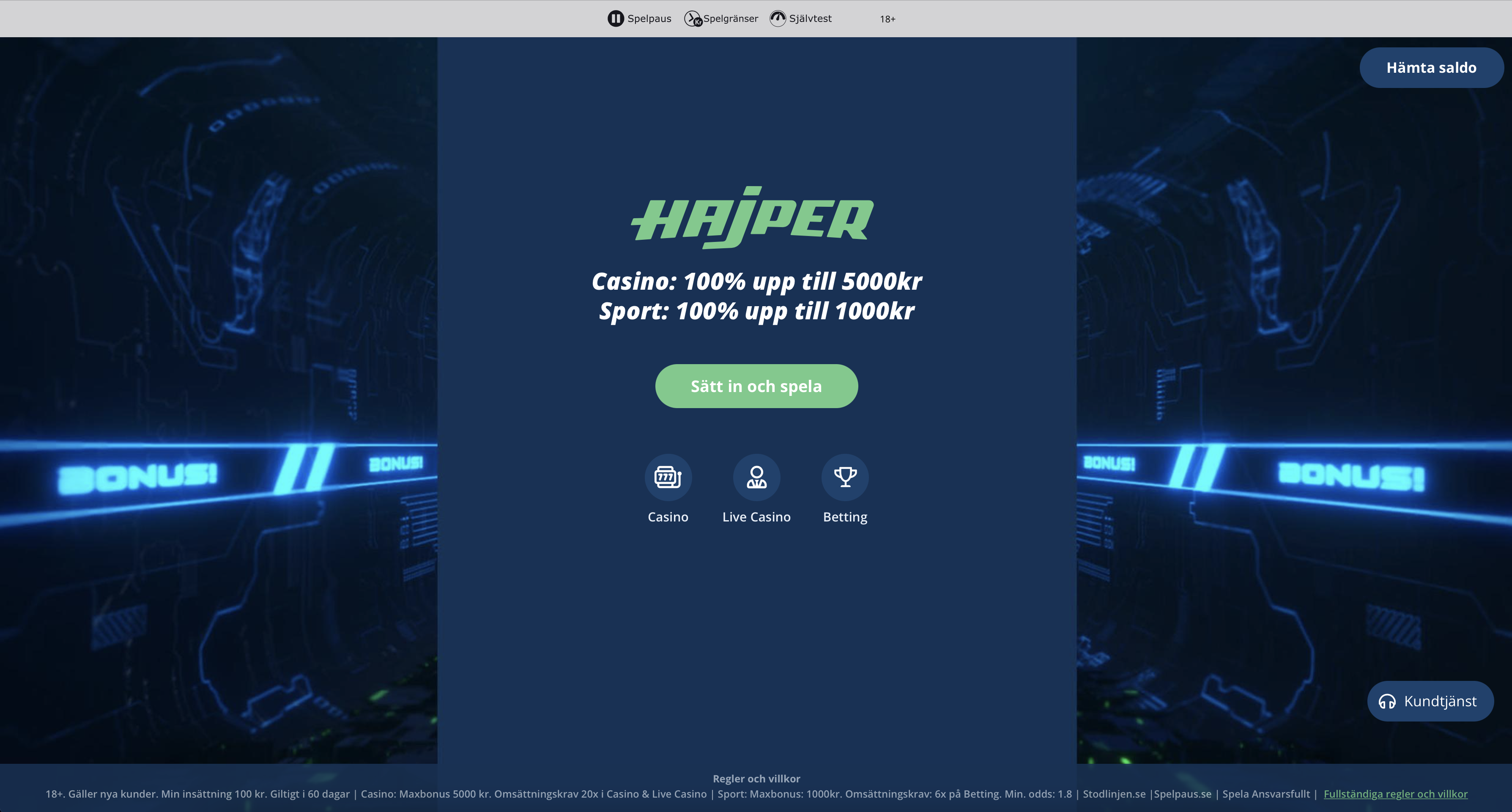 Hajper casino utan konto med Swish