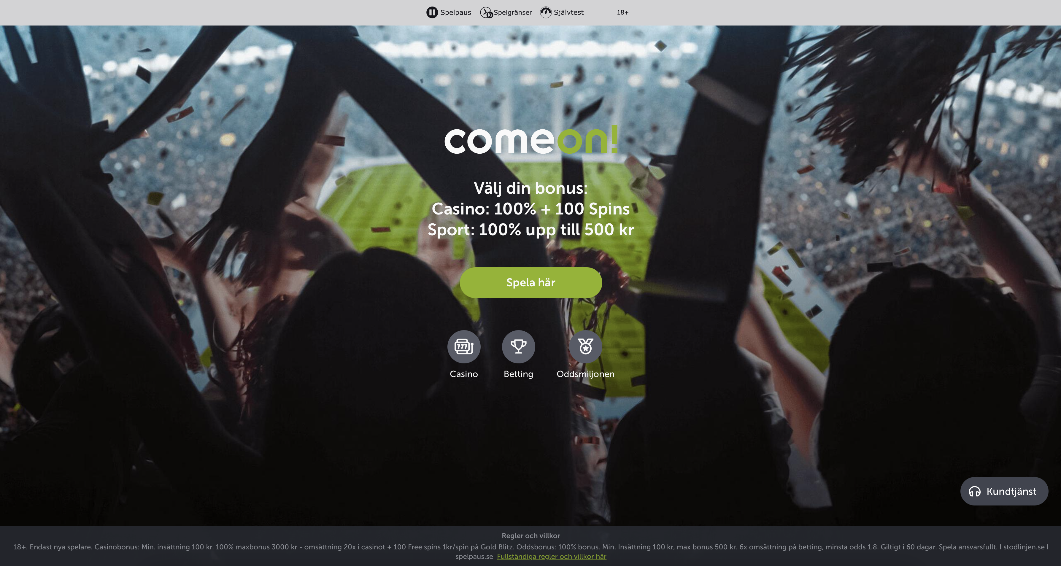 Comeon utan konto med Swish