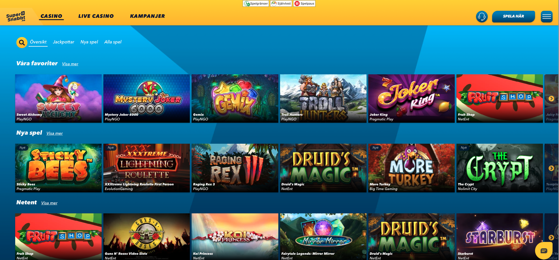 Supersnabbt slots casino