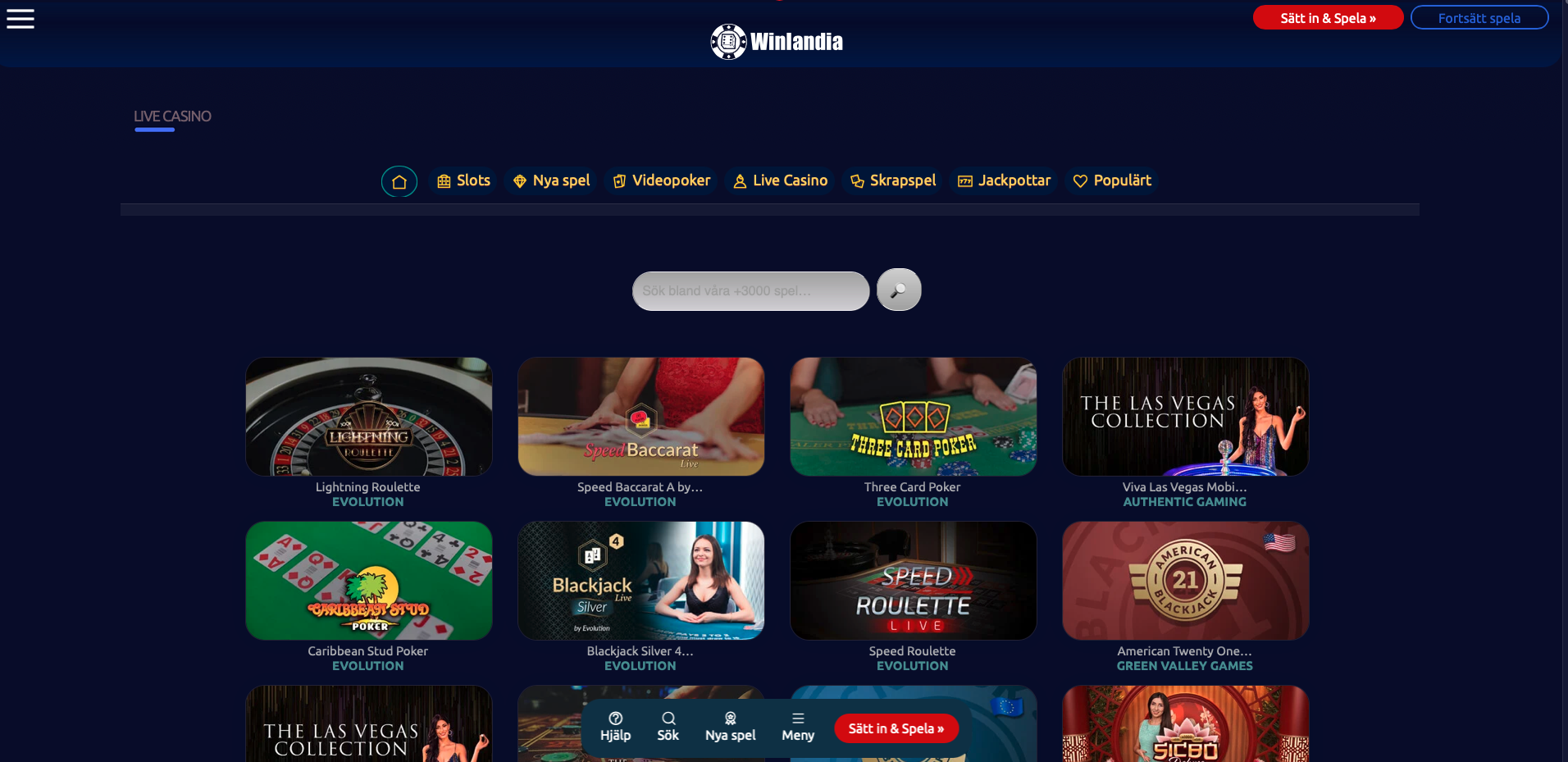 Winlandia live-casino