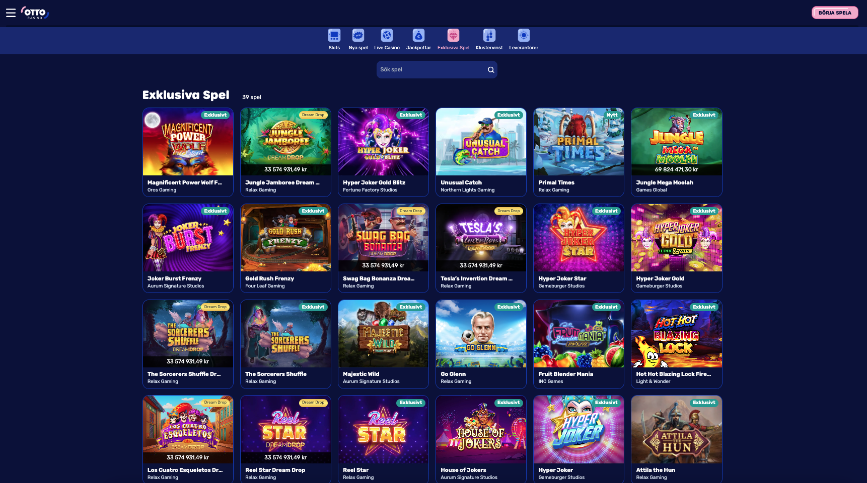 Otto Casino exklusiva slots