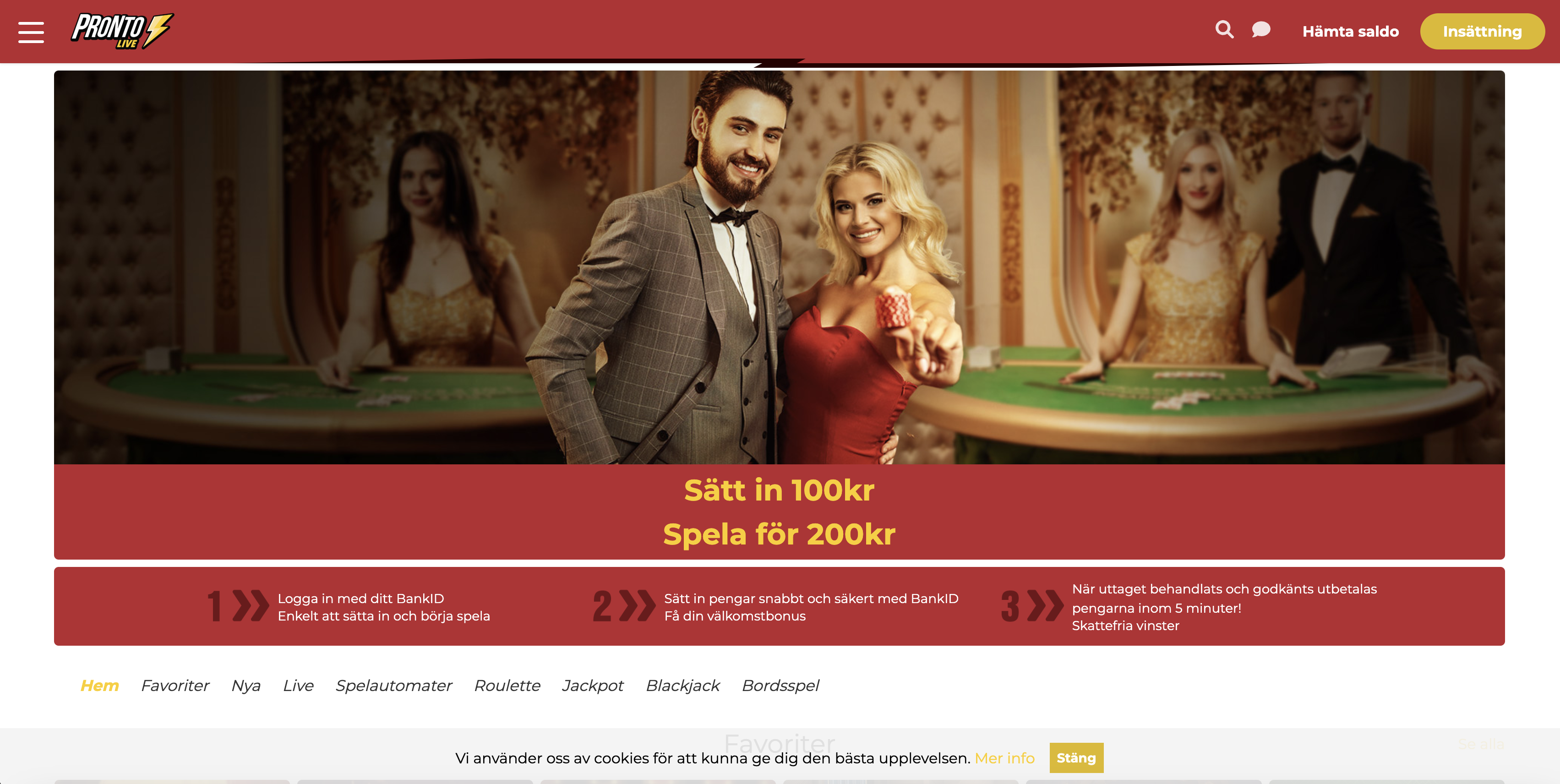 Pronto Live startsida