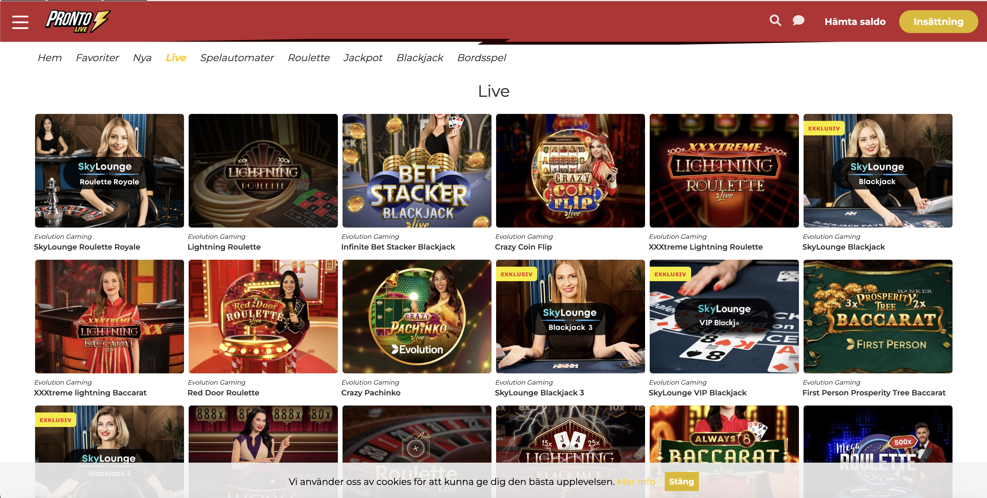 Pronto Live Casino