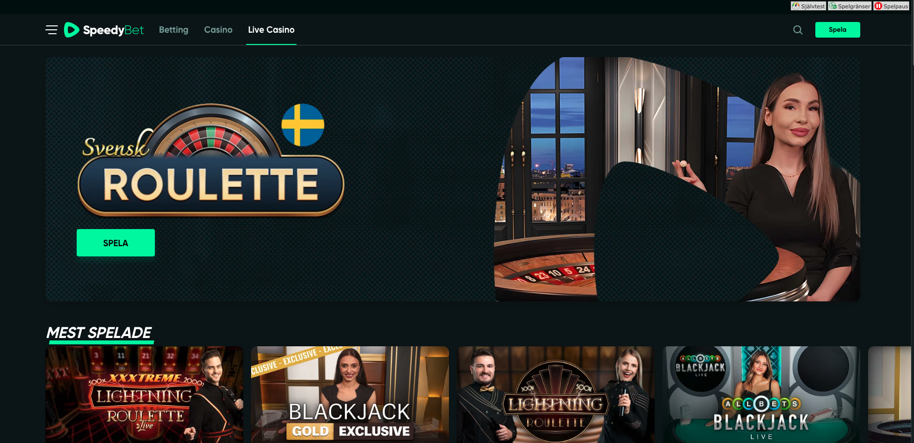 Speedybet live casino