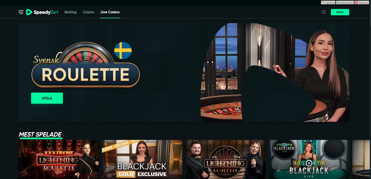 Interfaz de bonos Speedybet