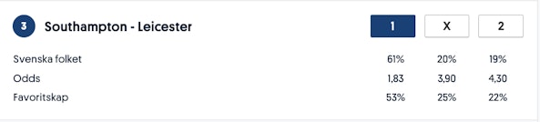 Southampton - Leicester Stryktipset